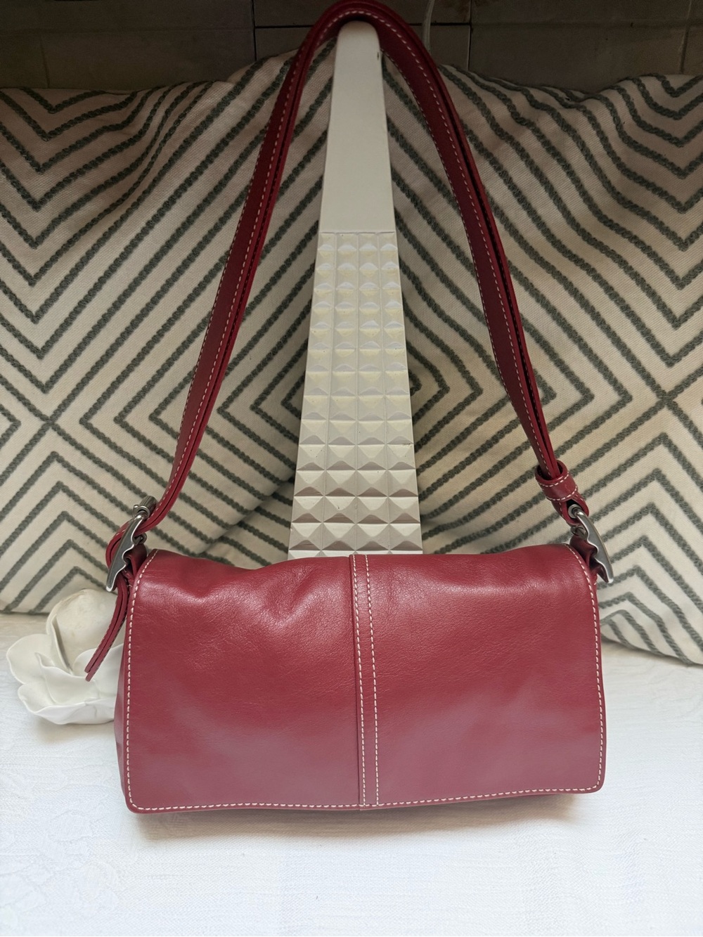 Coach Y2K Red Flap Leather Shoulder Bag